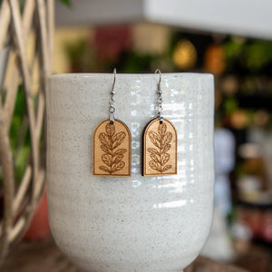 Fiddle Leaf Fig Arched Earrings by Still Magnolia, handmade jewelry main product photo
