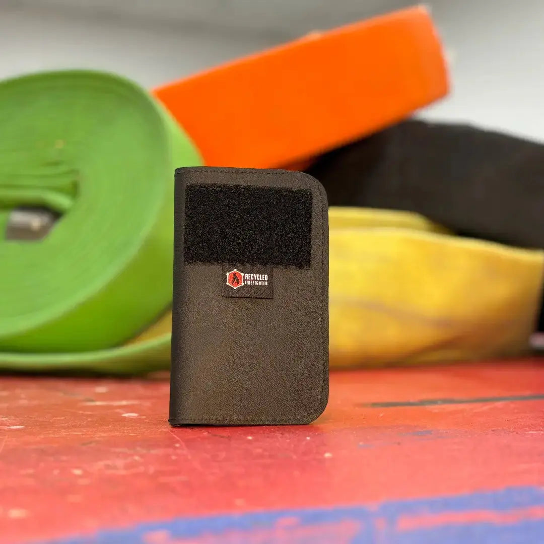 Field Notes Wallet by Recycled Firefighter, handmade leather goods detail photo 14