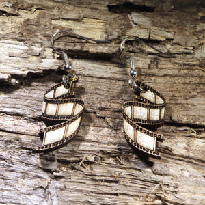 Film Strip Wooden Dangle Earrings | Movie Lover Jewelry