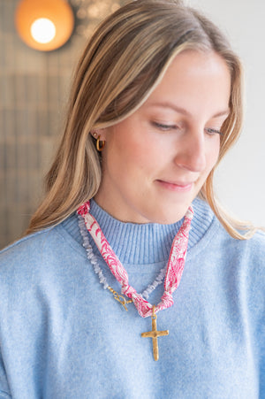 Custom Scarf and Charm Necklace detail view by London Crafted