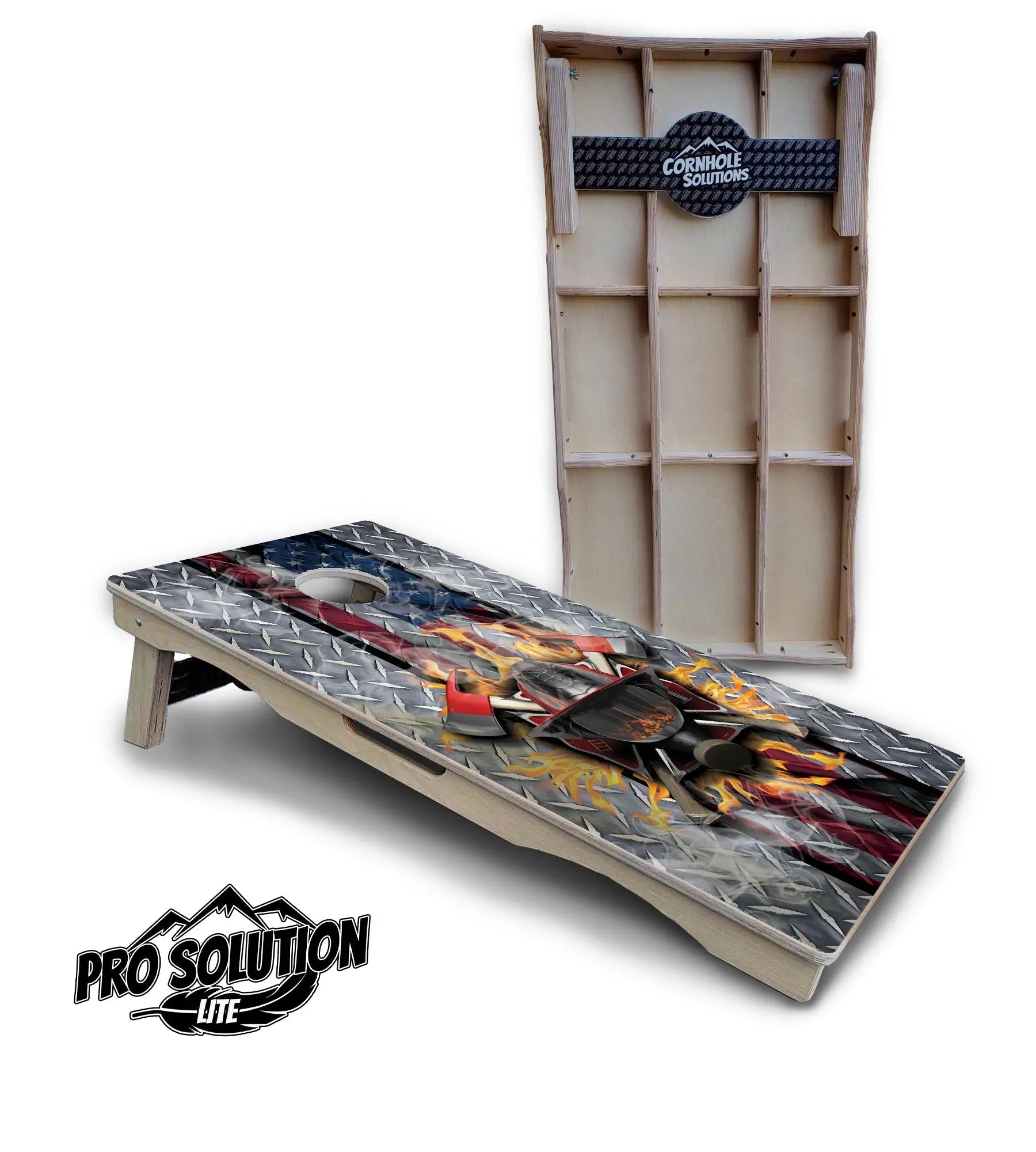 Fire Fighter Cornhole Boards - Pro Solution Lite Series by Cornhole Solutions, custom cornhole board main product photo
