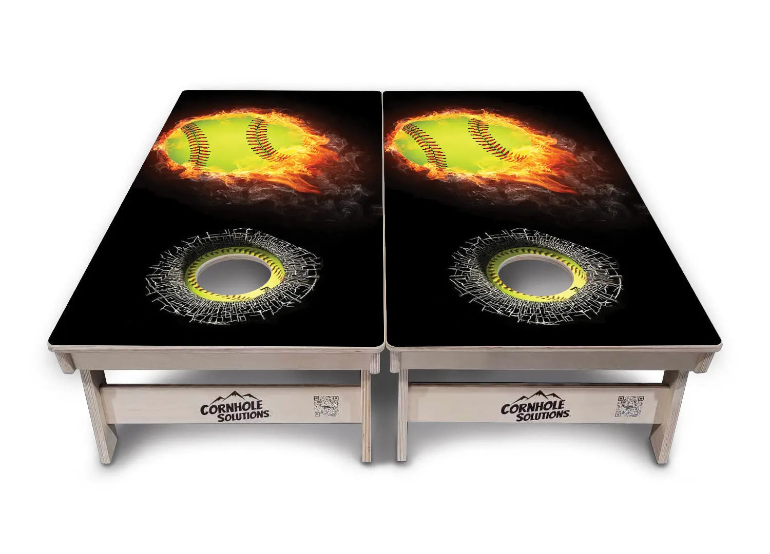 Fire Softball Cornhole Boards - Professional Tournament Series by Cornhole Solutions, custom cornhole board detail photo 2