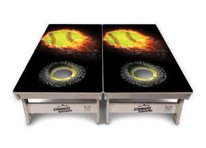 Fire Softball Cornhole Boards - Professional Tournament Series by Cornhole Solutions, custom cornhole board detail photo 2