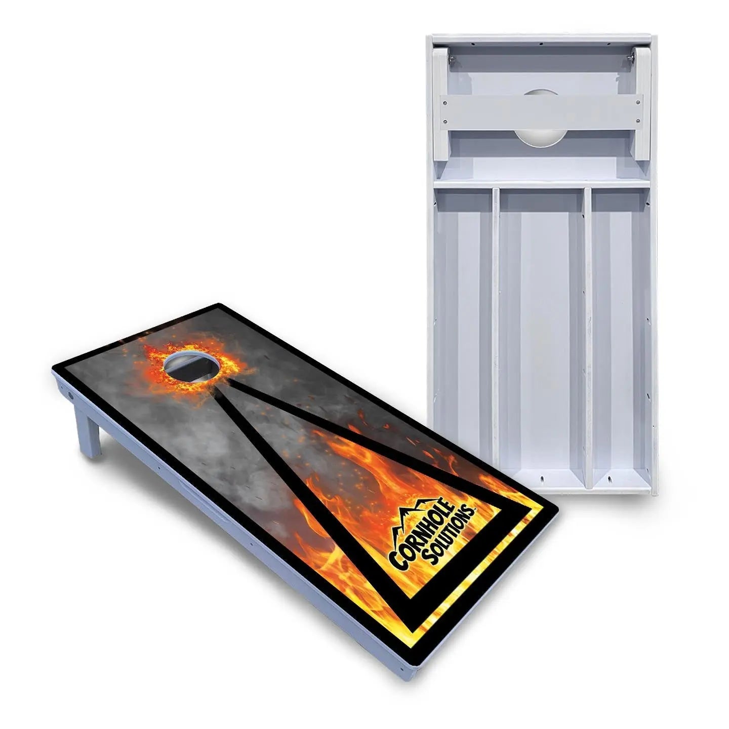 Fire Triangle CS Logo Cornhole Boards - All Weather Series by Cornhole Solutions, custom cornhole board main product photo