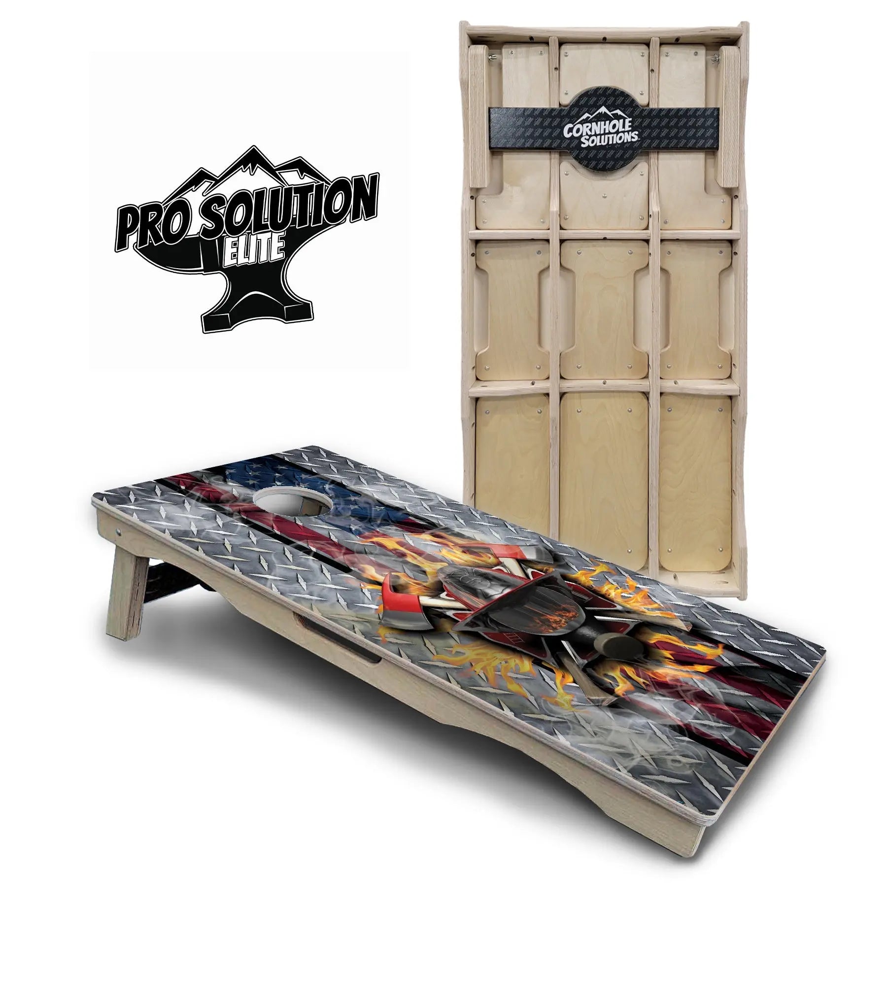 Firefighter Cornhole Boards - Pro Solution Elite Series by Cornhole Solutions, custom cornhole board main product photo