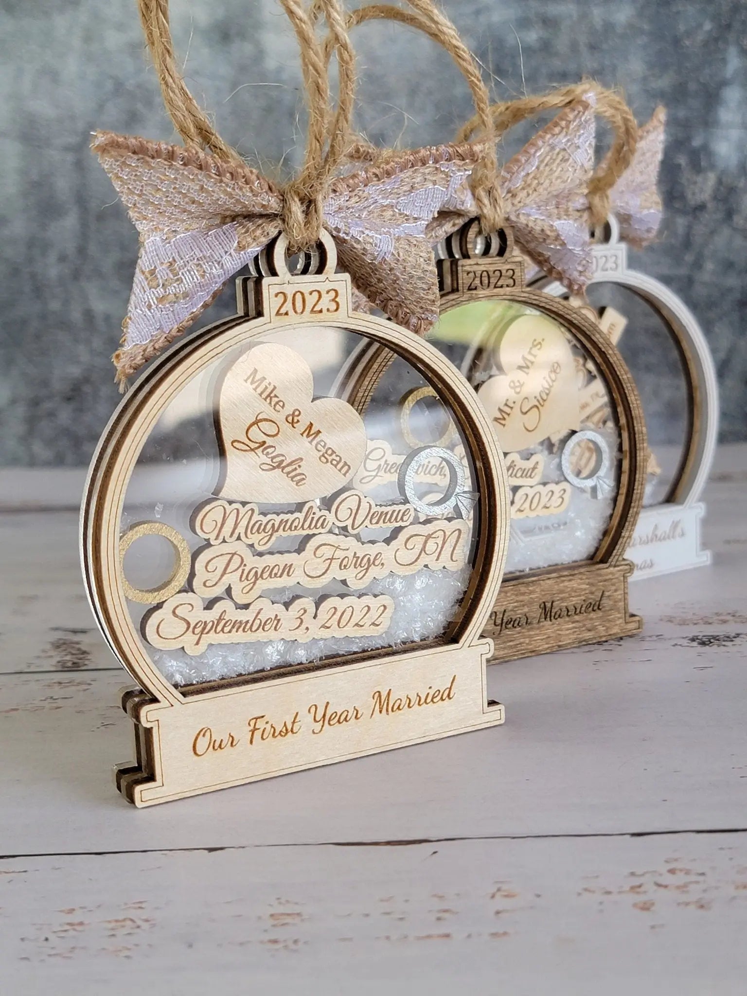First Christmas Married Ornament- Available in Any Year! by EverLee Creations, Southern home decor main product photo