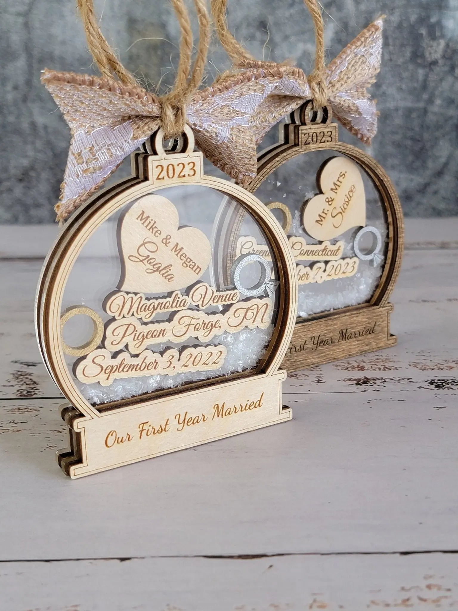 First Christmas Married Ornament- Available in Any Year! by EverLee Creations, Southern home decor detail photo 4