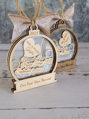 First Christmas Married Ornament- Available in Any Year! by EverLee Creations, Southern home decor detail photo 4