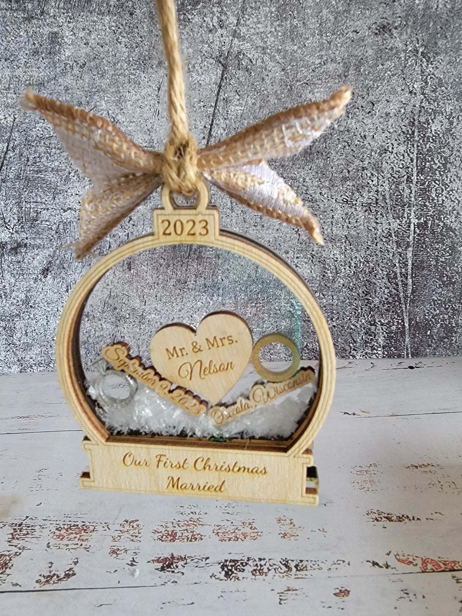 First Christmas Married Ornament- Available in Any Year! by EverLee Creations, Southern home decor detail photo 5
