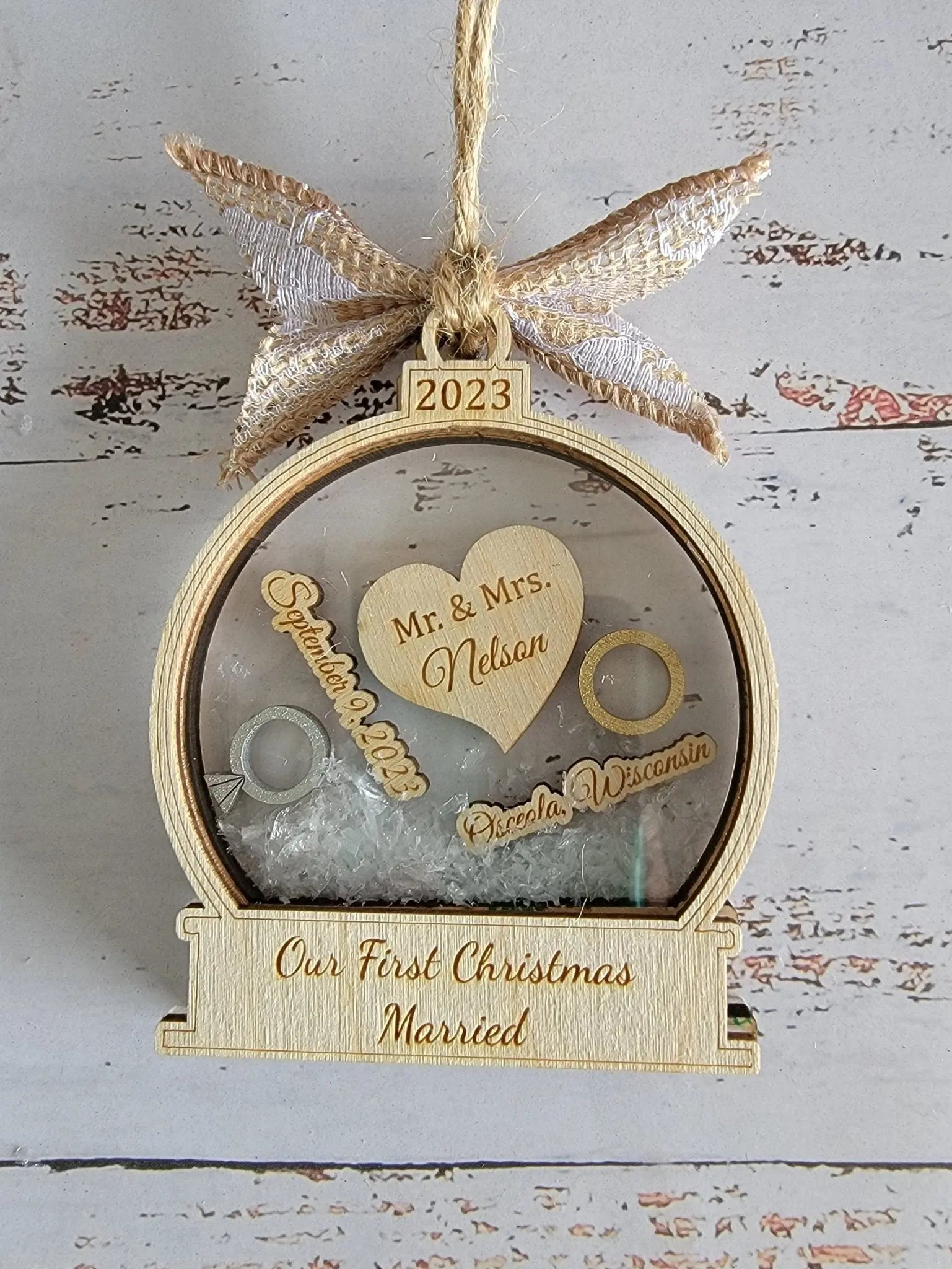 First Christmas Married Ornament- Available in Any Year! by EverLee Creations, Southern home decor detail photo 6
