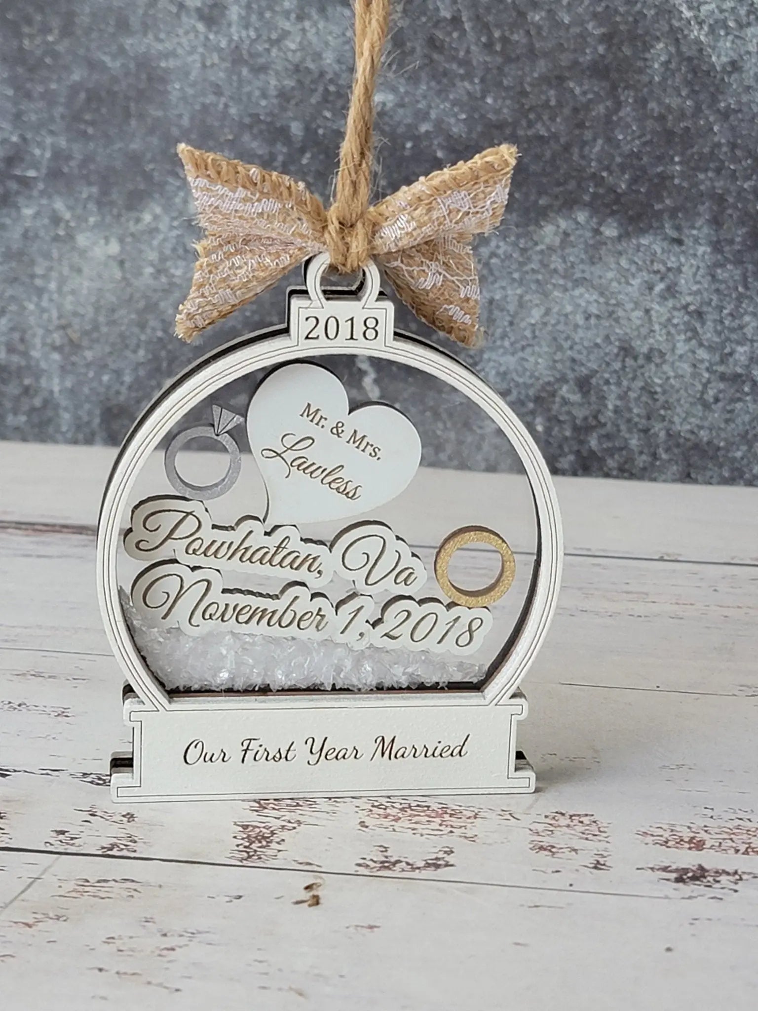 First Christmas Married Ornament by EverLee Creations, Southern home decor main product photo