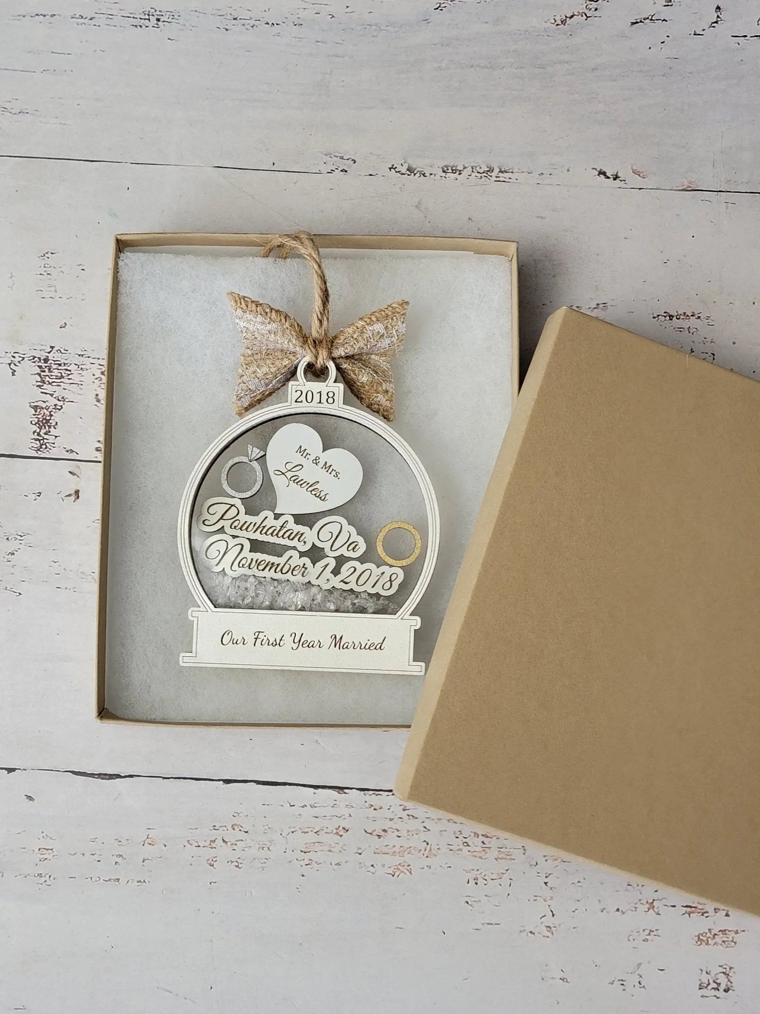 First Christmas Married Ornament by EverLee Creations, Southern home decor detail photo 2
