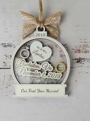 First Christmas Married Ornament by EverLee Creations, Southern home decor detail photo 3