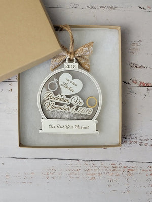 First Christmas Married Ornament by EverLee Creations, Southern home decor detail photo 4
