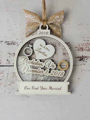 First Christmas Married Ornament by EverLee Creations, Southern home decor detail photo 5