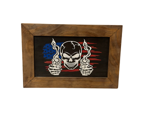 Flag Skull Gun Safe - Wall Mounted Decorative Secure Gun Cabinet by Bellewood Designs, Southern home decor detail photo 2
