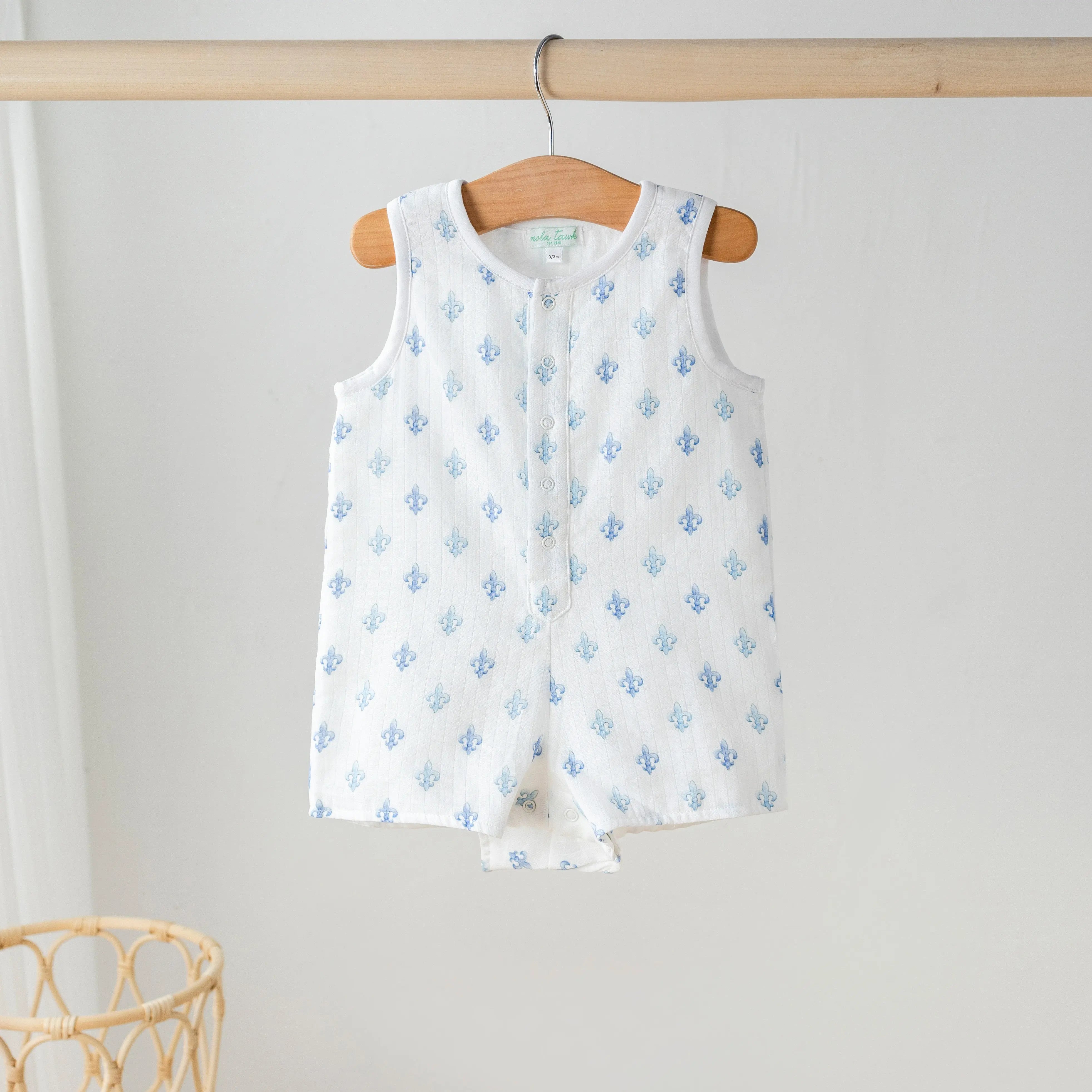 Fleur De Bleu Organic Muslin Shortall by Nola Tawk, children's boutique clothing main product photo