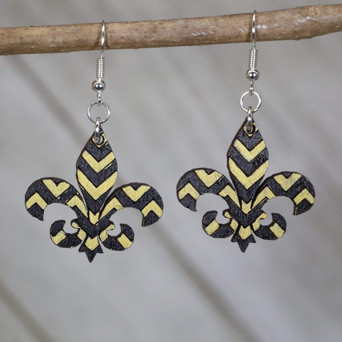 Fleur-de-Lis Wooden Earrings | Louisiana Black Gold Jewelry by Cate's Concepts, LLC