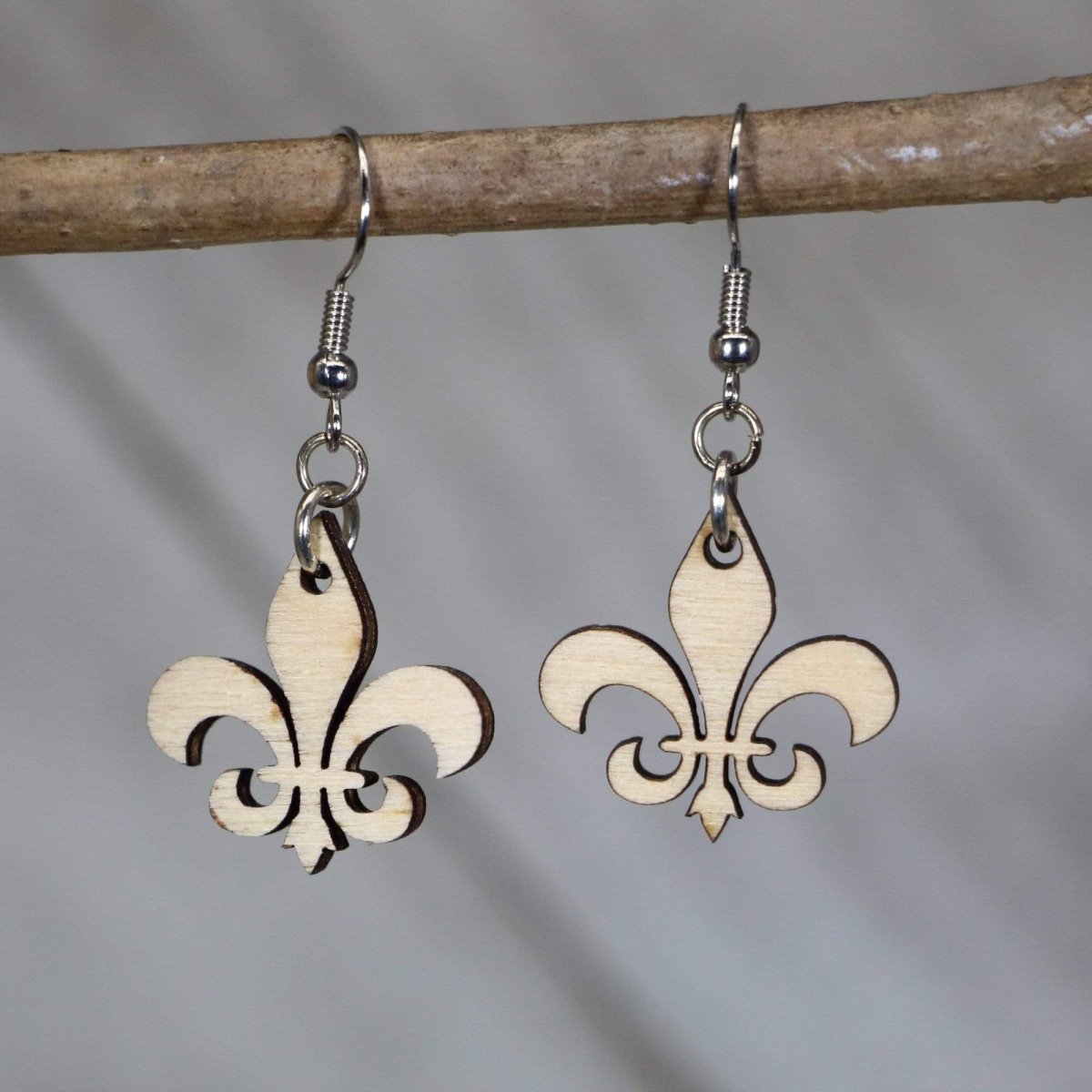 Fleur-de-lis Wooden Dangle Earrings | Louisiana State Jewelry by Cate's Concepts, LLC