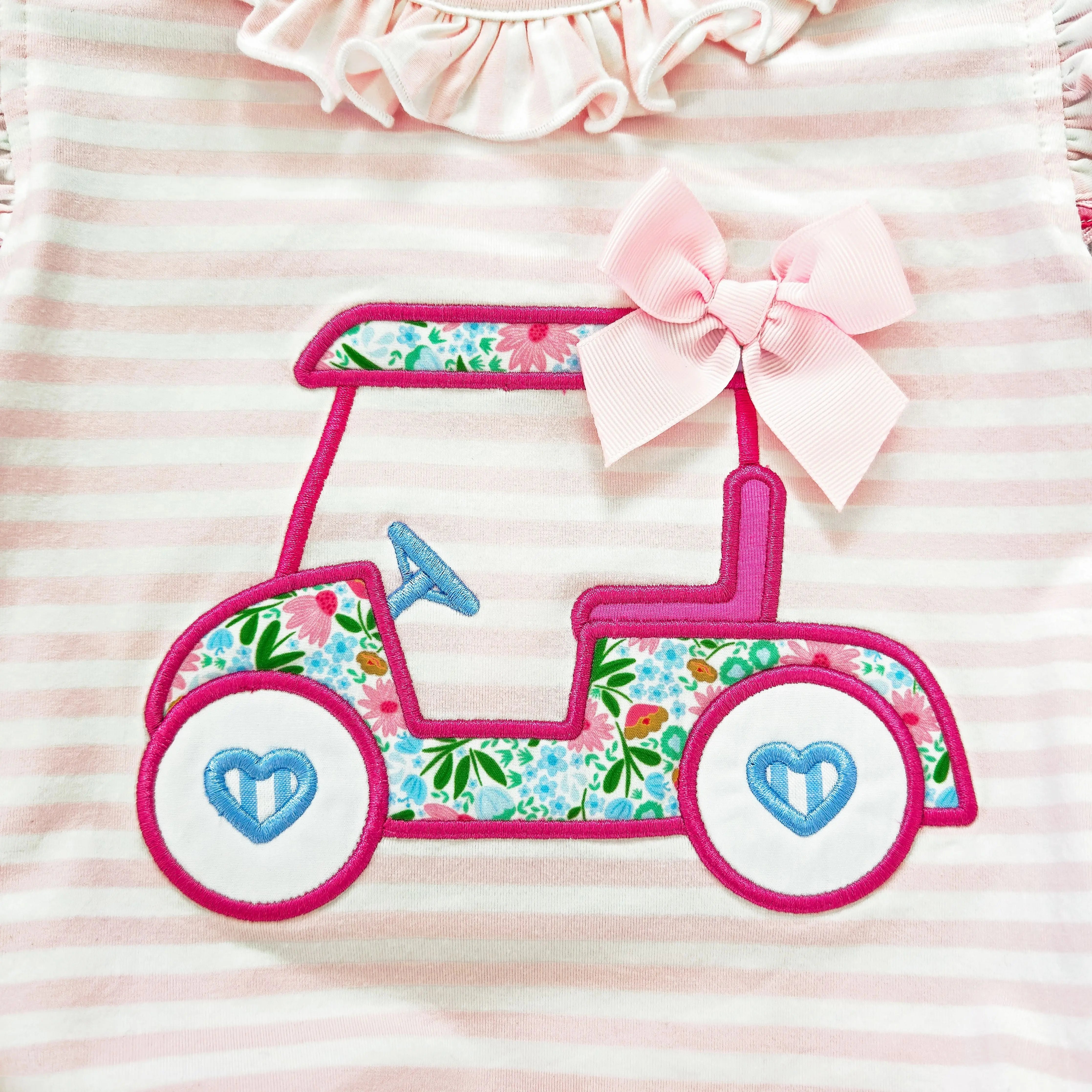 Floral Tee Time Girls Golf Short Set by Seven Lantern Lane, Southern lifestyle apparel detail photo 2