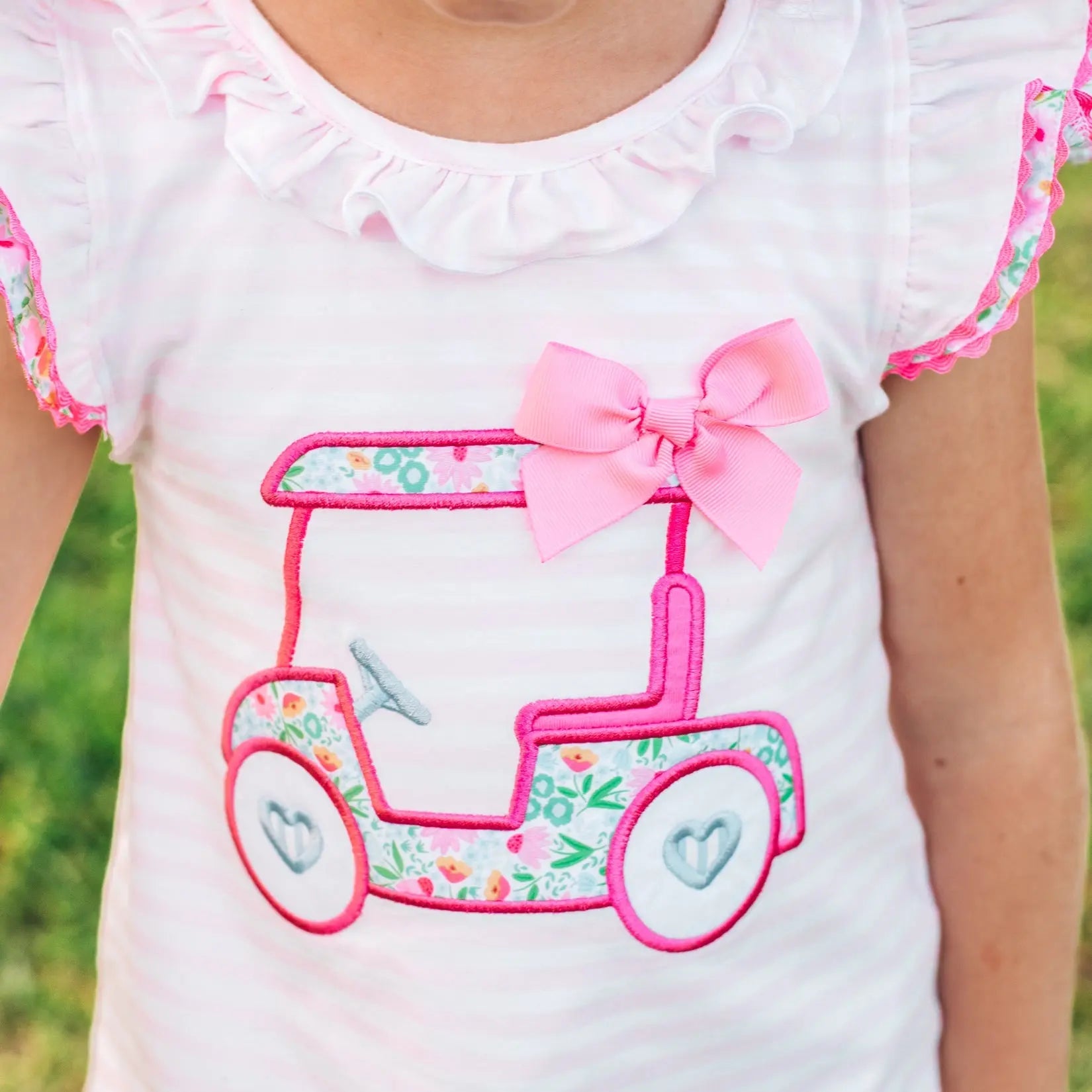 Floral Tee Time Girls Golf Short Set by Seven Lantern Lane, Southern lifestyle apparel detail photo 7