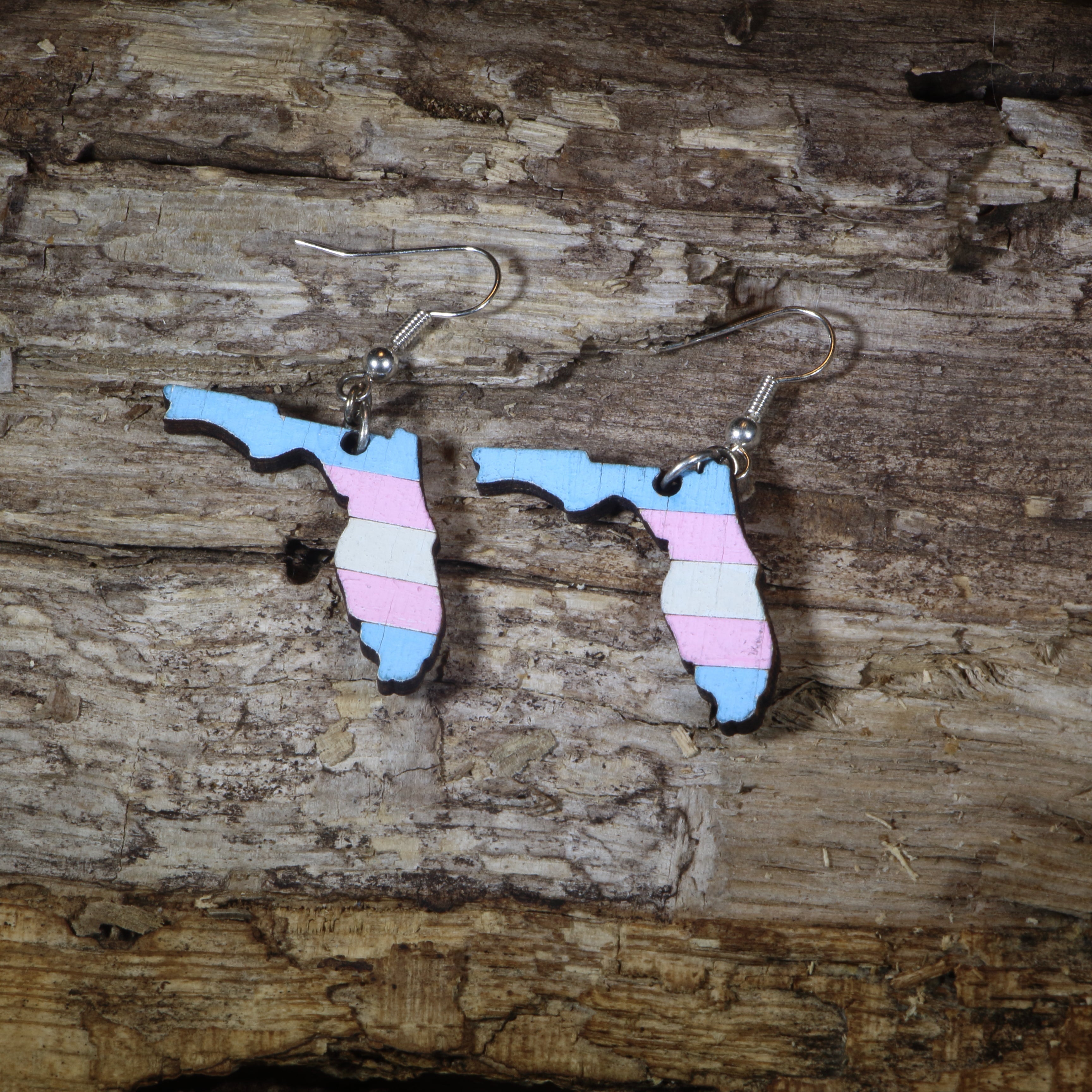 Florida Trans Pride Wooden Earrings | LGBTQ Bisexual Flag Jewelry by Cate's Concepts, LLC