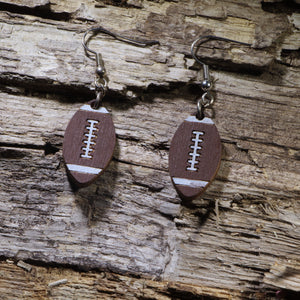 Football Wooden Dangle Earrings | Sports Jewelry by Cate's Concepts, LLC