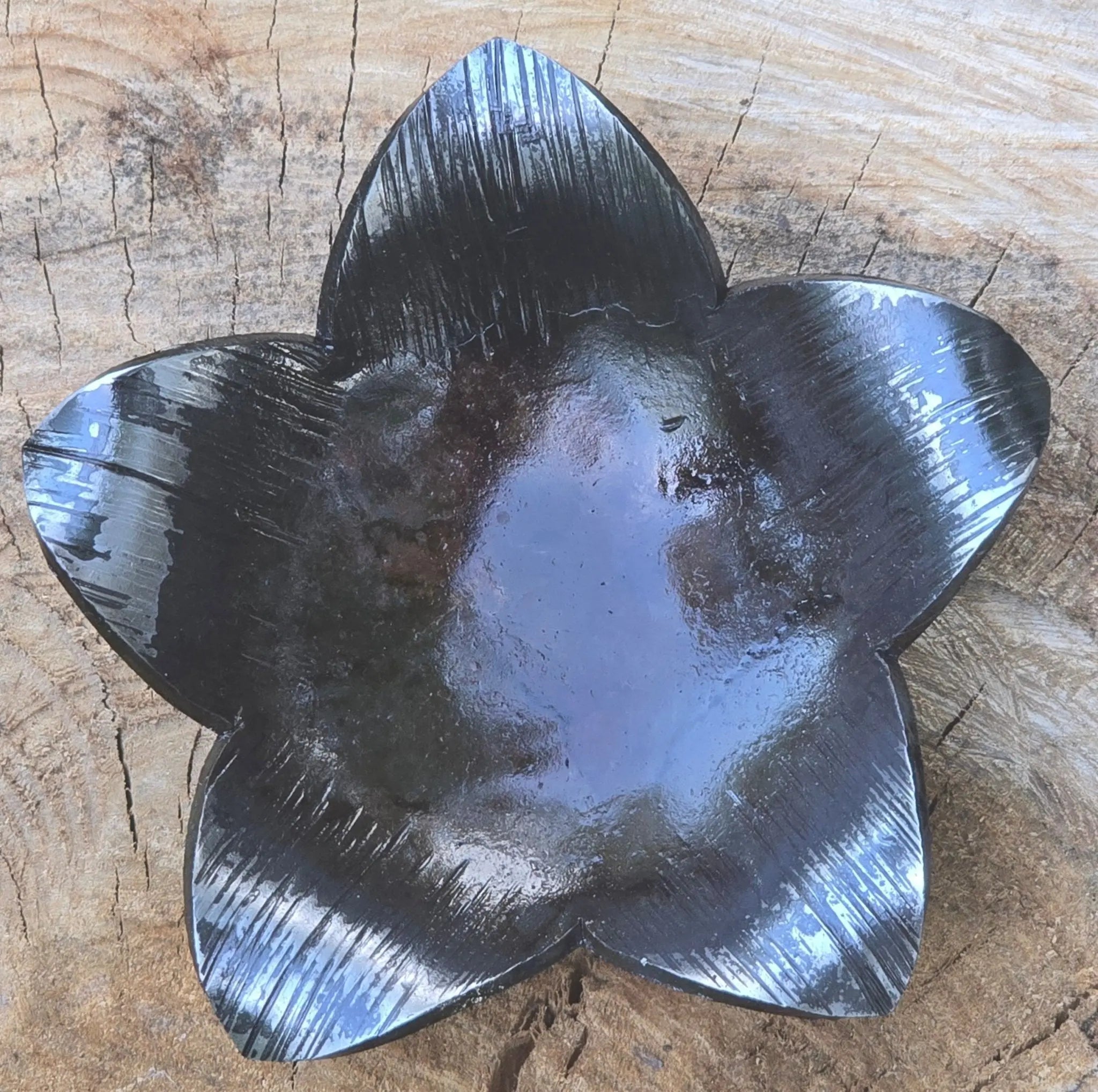 Forged Flower Dish by Redbeard's Forge LLC, Southern home decor main product photo