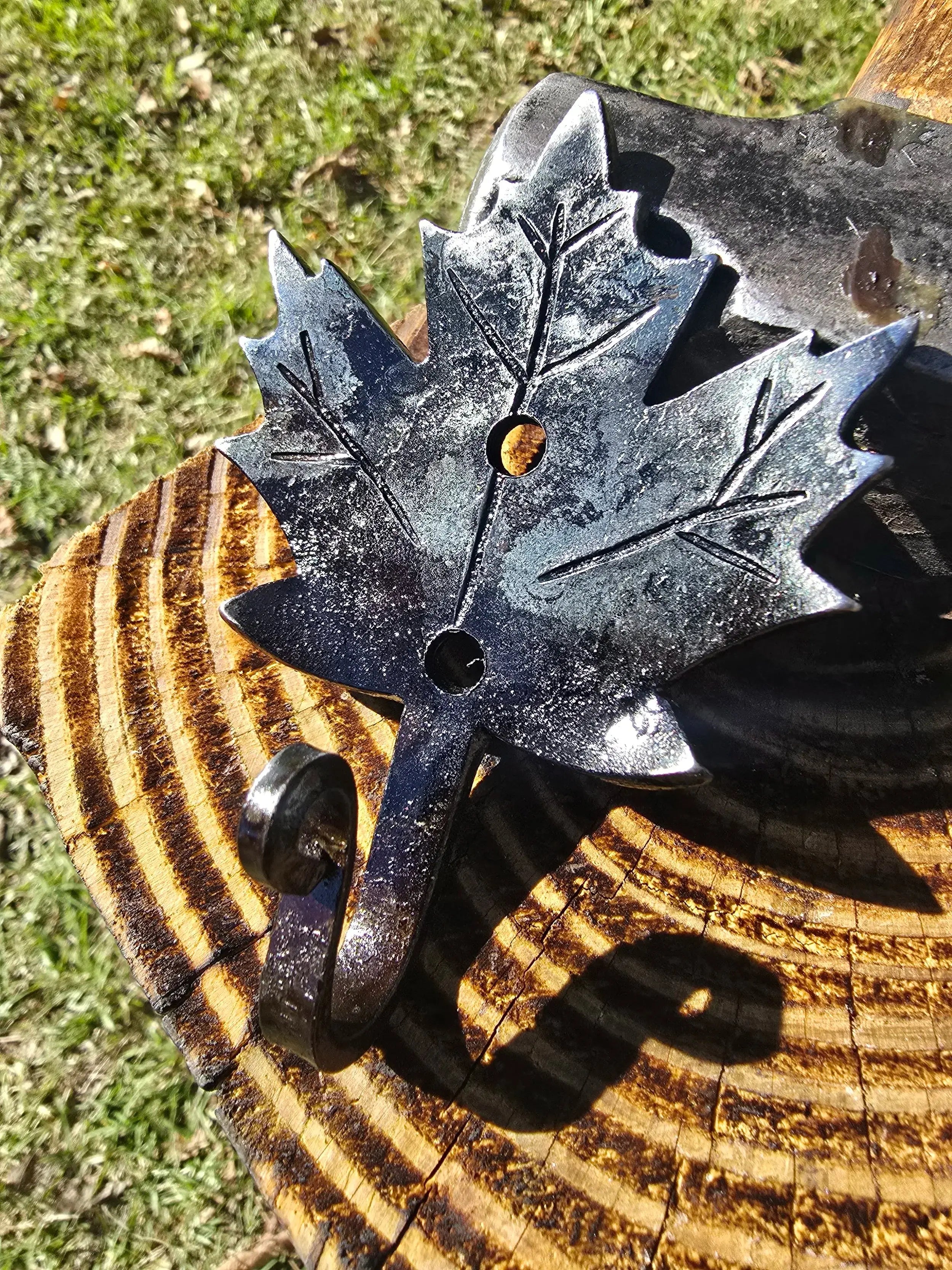 Forged Maple Leaf Hook by Redbeard's Forge LLC, Southern home decor main product photo