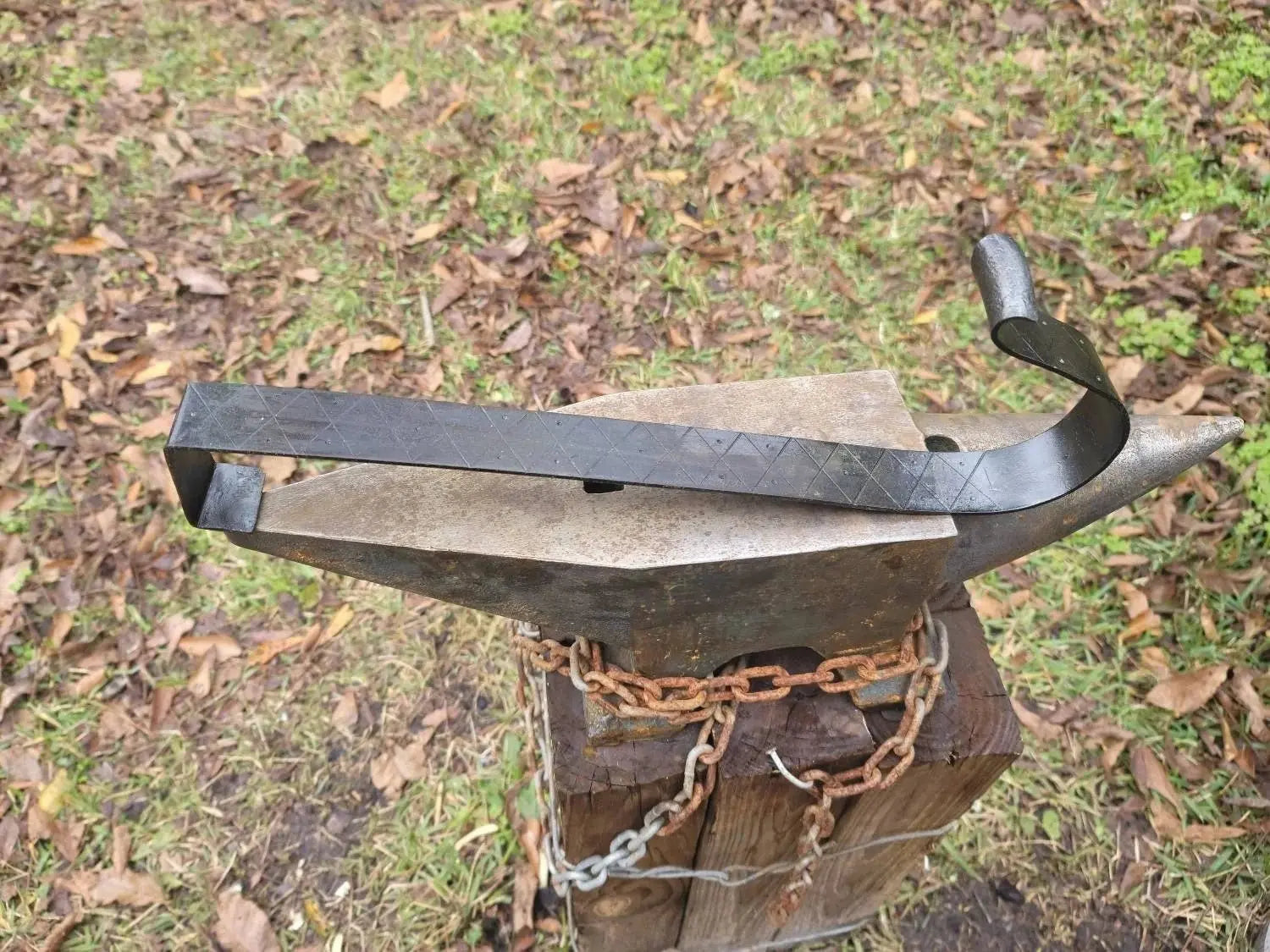 Forged Wreath Hanger by Redbeard's Forge LLC, Southern home decor detail photo 5