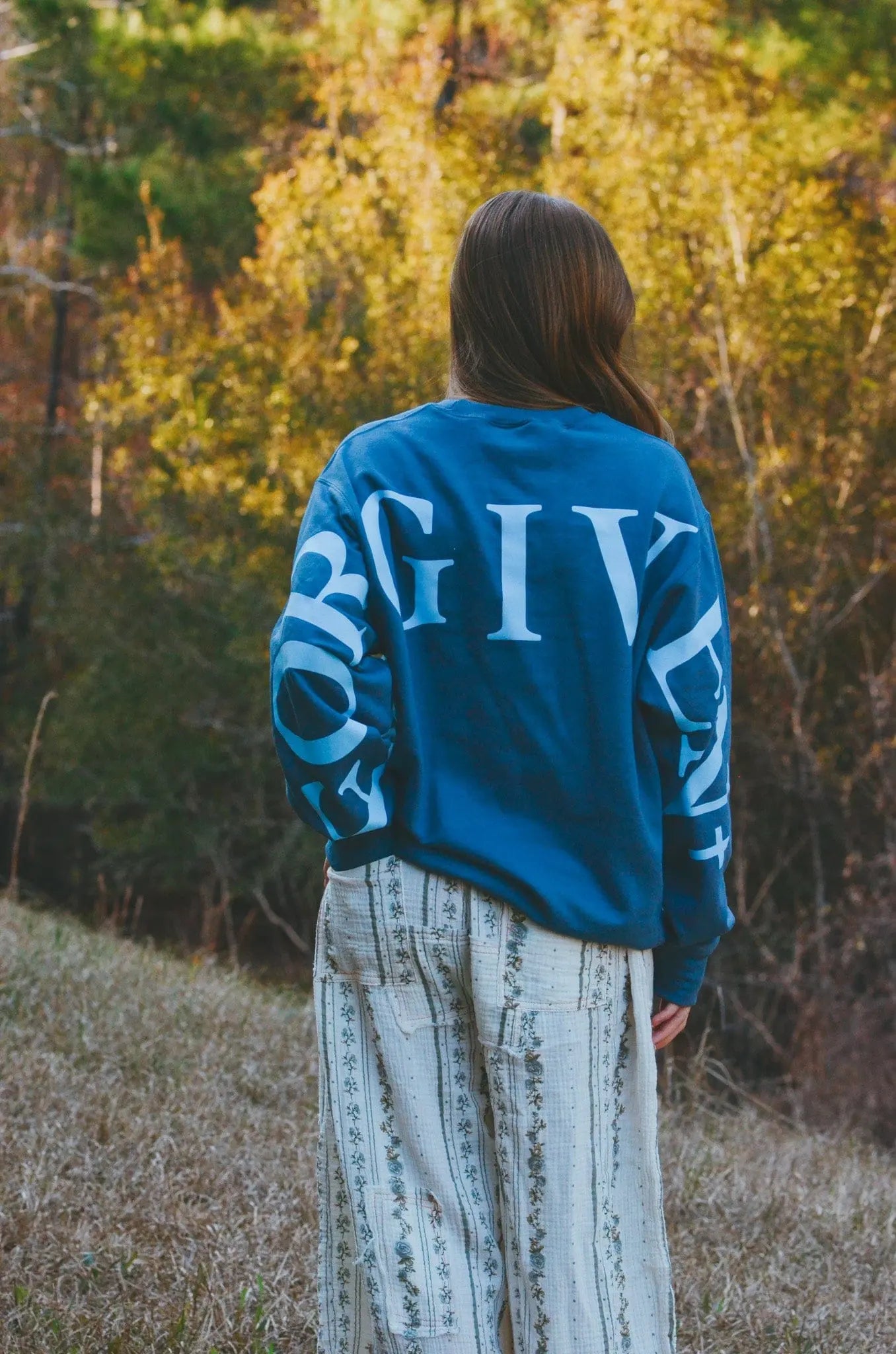 Forgiven Blue Sweatshirt by Southern Bliss Company, Southern lifestyle apparel detail photo 3