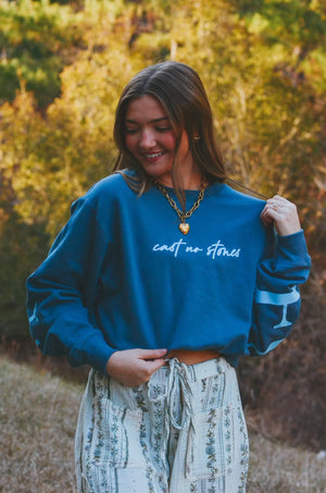 Forgiven Blue Sweatshirt by Southern Bliss Company, Southern lifestyle apparel detail photo 7
