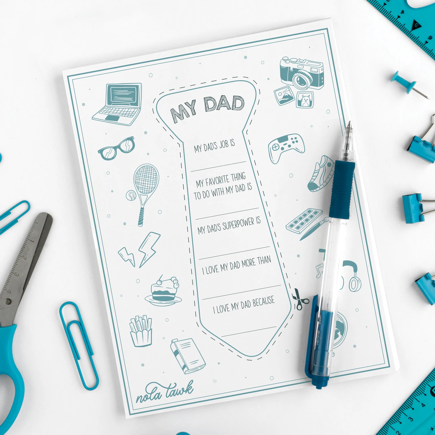 Free! Printable Father’s Day Activity – “My Dad” Tie Template by Nola Tawk, paper gift main product photo