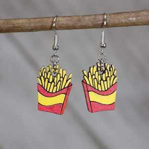 French Fry Wooden Dangle Earrings | Food Jewelry by Cate's Concepts, LLC, handmade jewelry main product photo