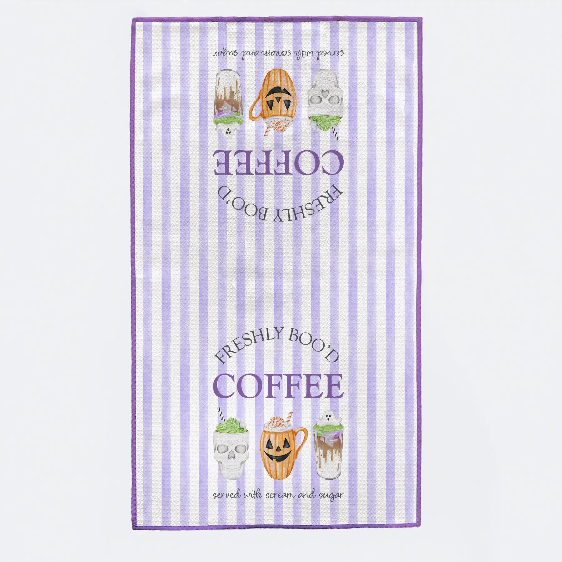 Freshly Boo'd Coffee Halloween Kitchen Towel by Nola Tawk, Southern food gift main product photo
