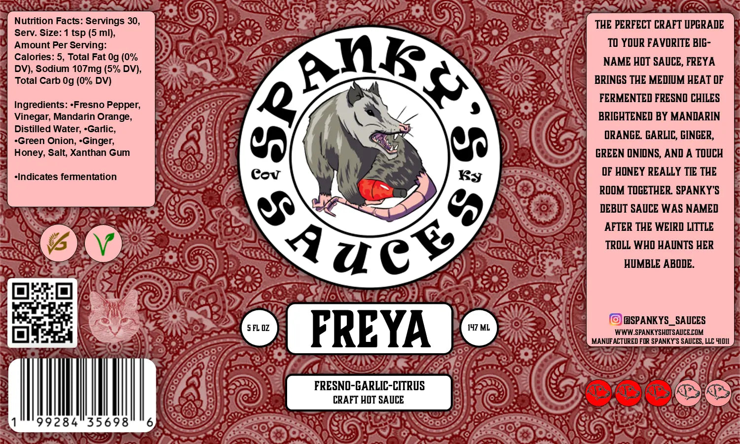 Freya - 5 oz Bottle by Spanky's Sauces, Southern food gift detail photo 2