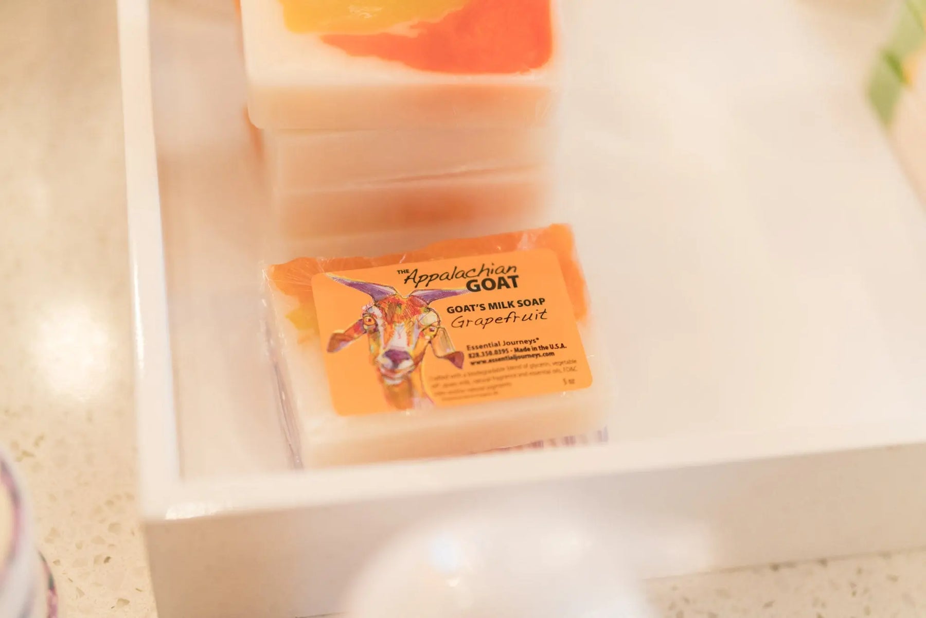Grapefruit Goats Milk Soap Slice 5 Oz. by Essential Journeys, natural skincare detail photo 3