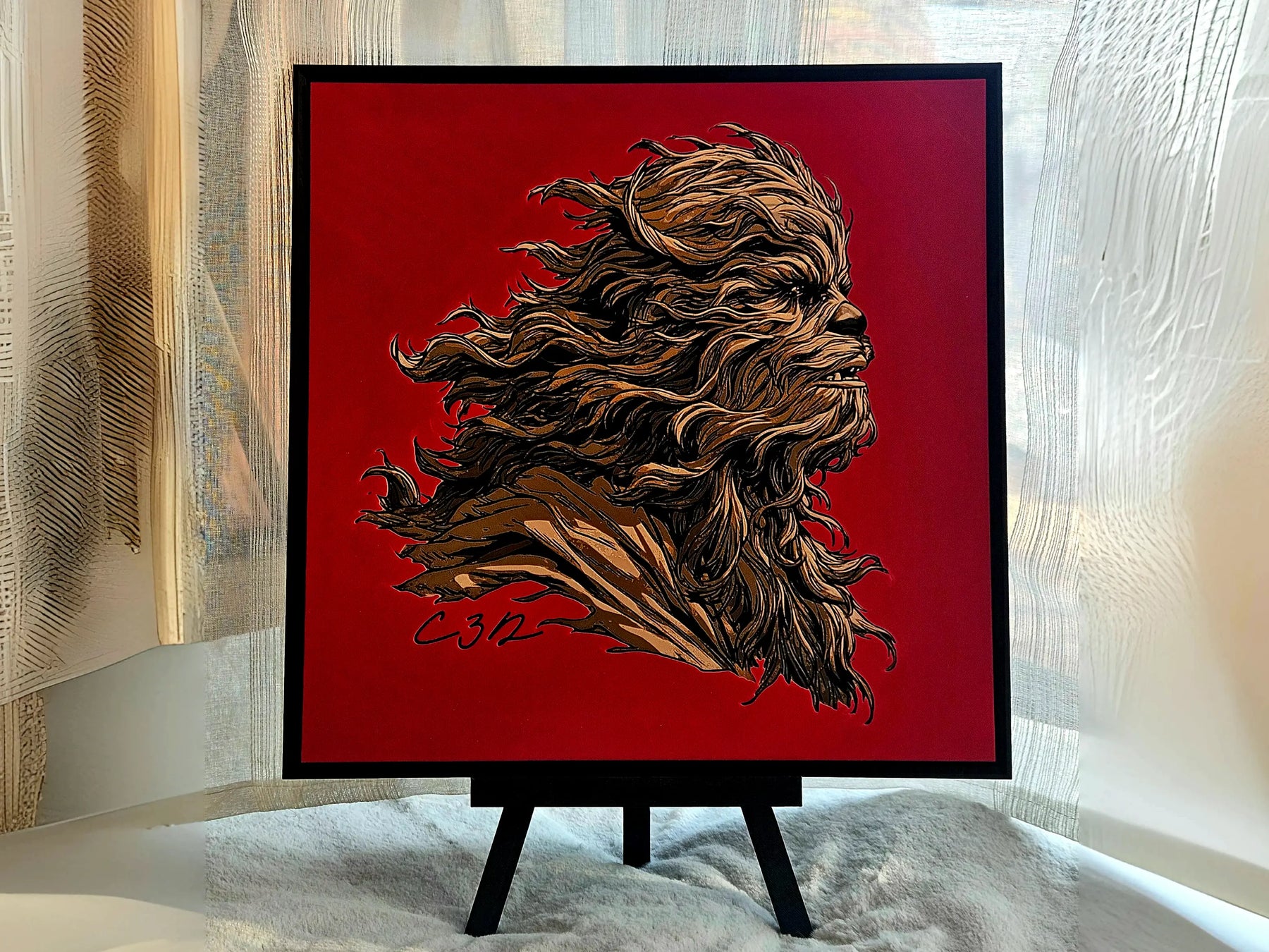Galactic Guardian Portrait – Wookiee-Inspired Sci-Fi Wall Art by The Tween Space, Southern home decor main product photo