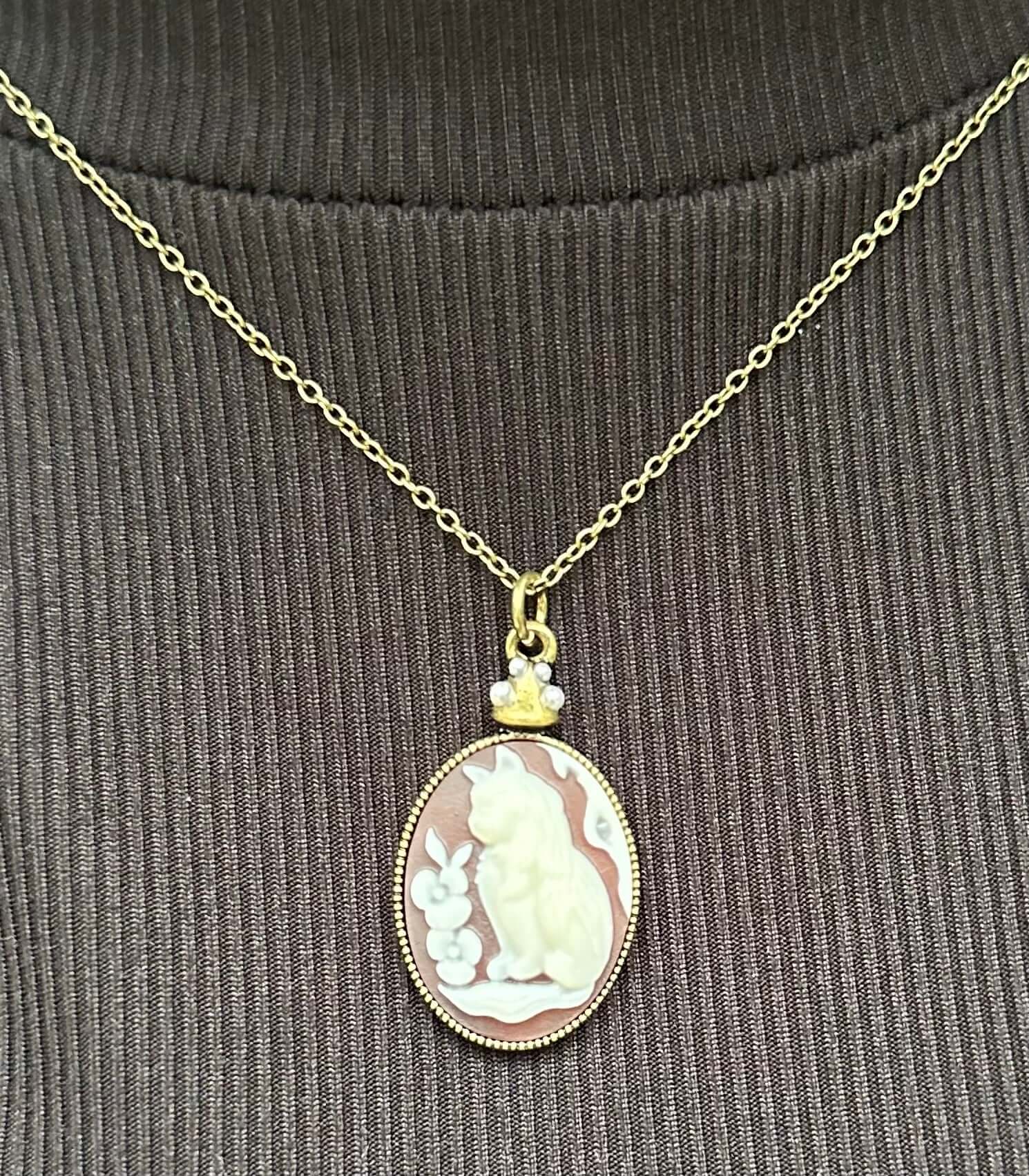 Garden Cat Necklace | Cottagecore Cat Jewelry Gift by Mushroom Lady Co, handmade jewelry main product photo