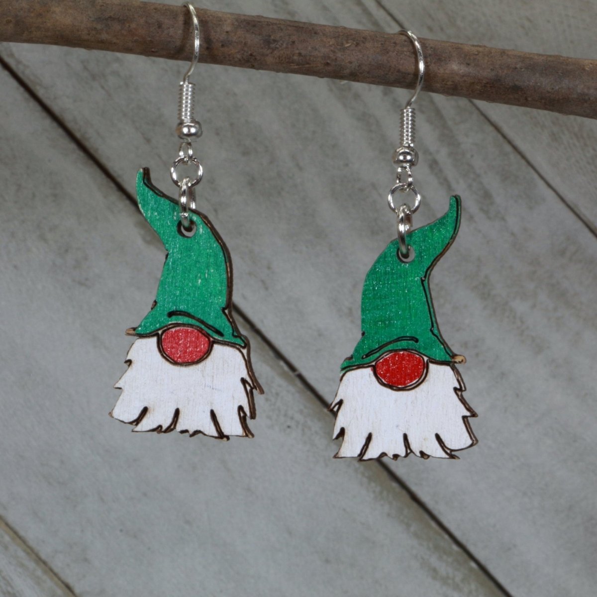 Garden Gnome Wooden Dangle Earrings | Whimsical Nature Jewelry by Cate's Concepts, LLC