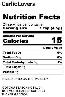 Igotchu Garlic Lovers seasoning detail view by Igotchu Seasonings