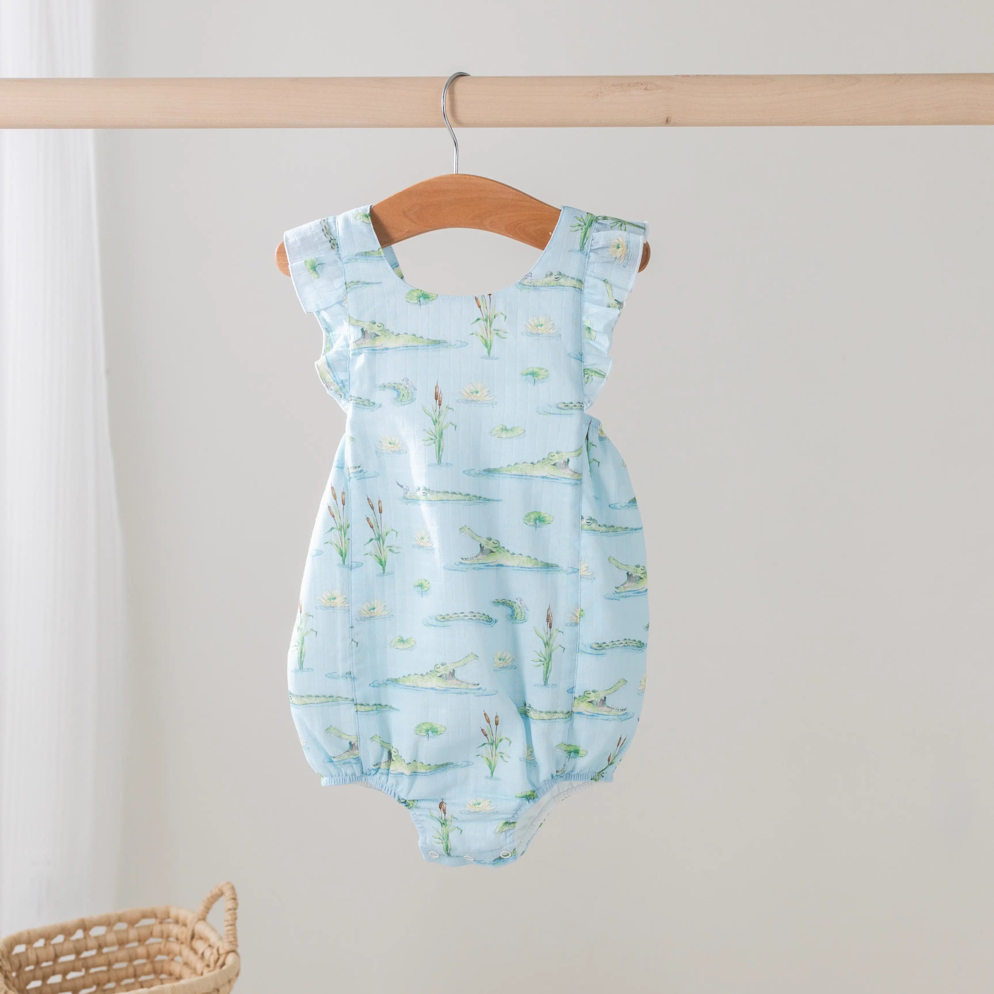 Gator Games Organic Muslin Bubble Romper by Nola Tawk, Southern lifestyle apparel main product photo