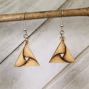 Geometric Triangle Twist Wooden Dangle Earrings | Modern Jewelry
