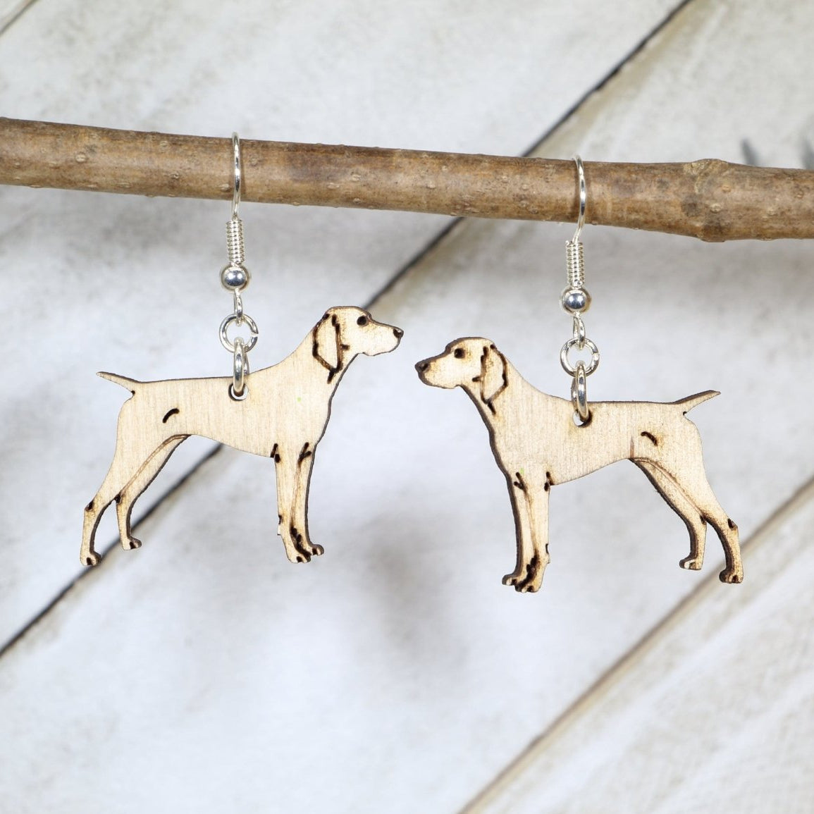 German Shorthaired Pointer Wooden Earrings | Hunting Dog Jewelry by Cate's Concepts, LLC, handmade jewelry main product photo