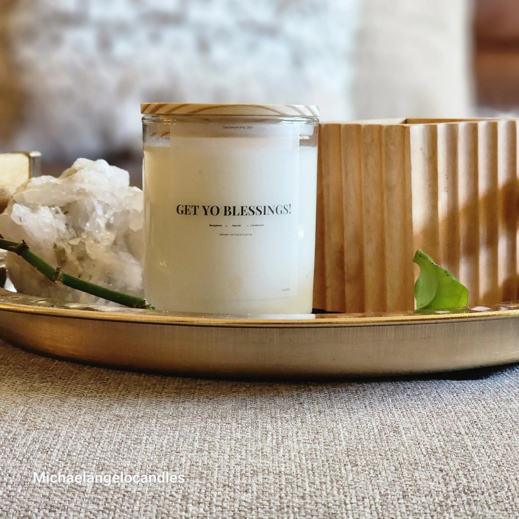 Get Yo Blessings! - Soy Wax Candle 11oz with Lid by Michaelangelocandles, scented candle detail photo 3