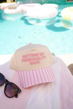 Getting my Personality Back - Pink Stripe Trucker Hat by KenzKustomz, Southern lifestyle apparel detail photo 5