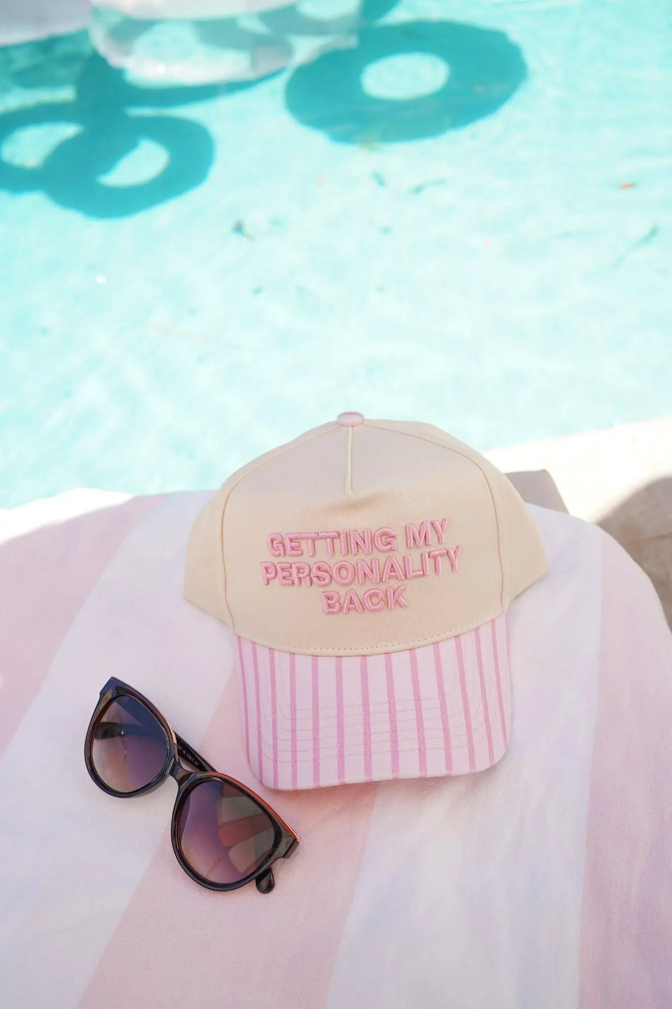 Getting my Personality Back - Pink Stripe Trucker Hat by KenzKustomz, Southern lifestyle apparel detail photo 7