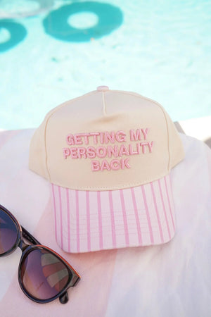 Getting my Personality Back - Pink Stripe Trucker Hat by KenzKustomz, Southern lifestyle apparel detail photo 8