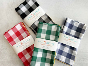 Gingham Check Cloth Napkins, set of four by Dot and Army, cloth napkins main product photo