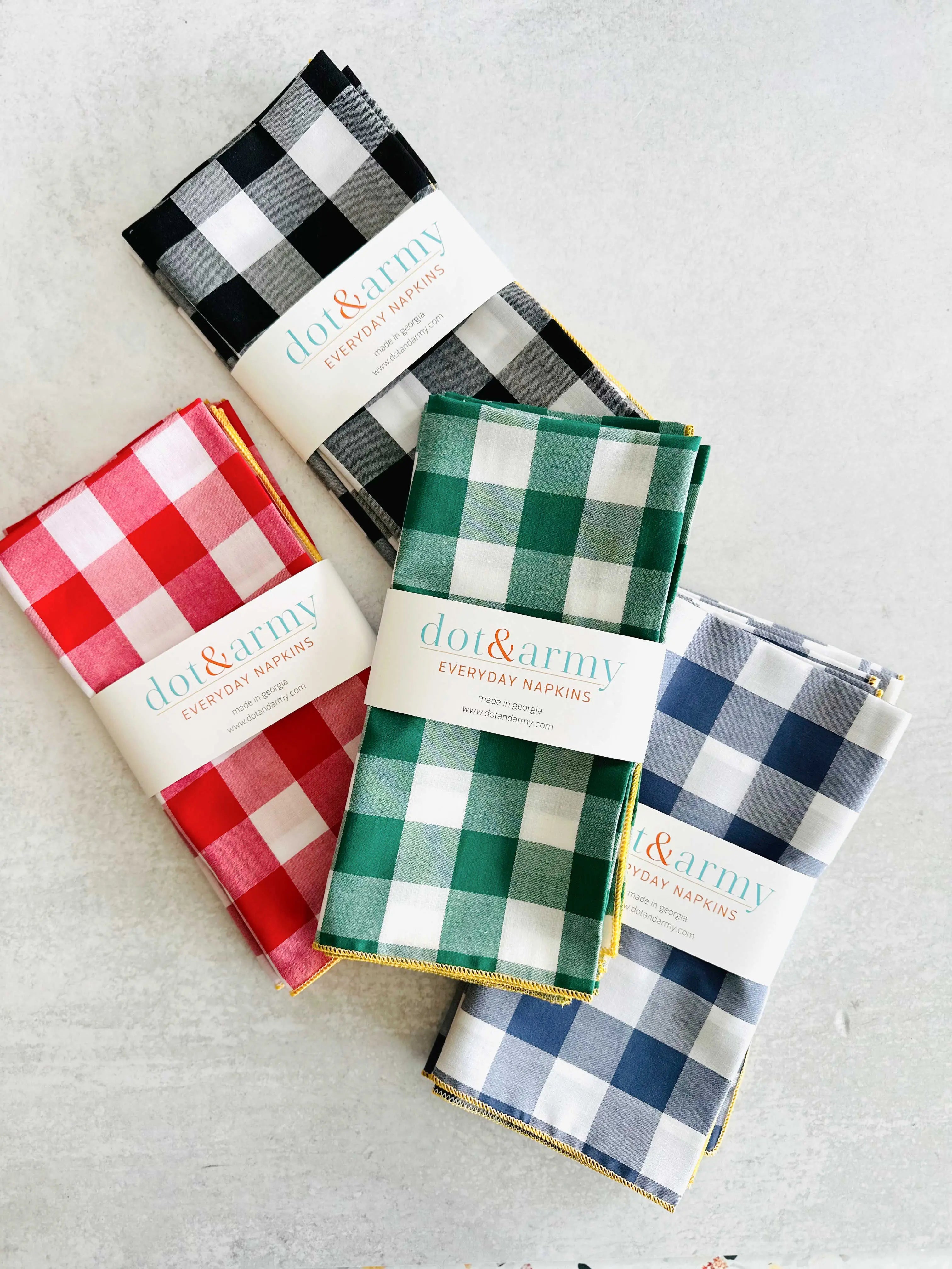 Gingham Check Cloth Napkins, set of four by Dot and Army, cloth napkins detail photo 2